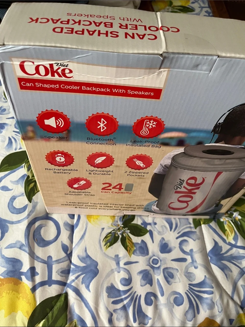Diet Coke Can-Shaped Cooler Backpack with speakers